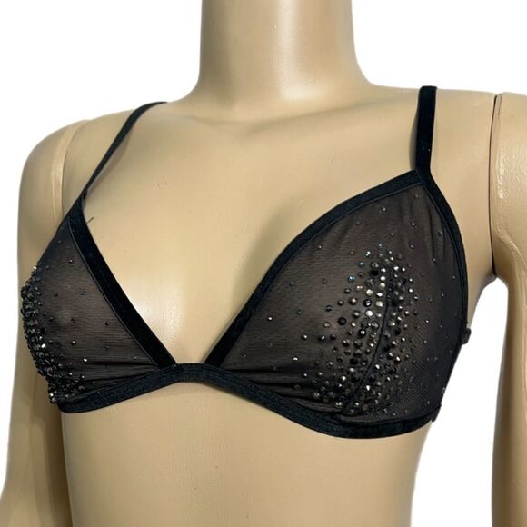 Victorias Secret Bling CRYSTALS Embellished sheer mesh  bralette Limited Edition - Picture 5 of 6
